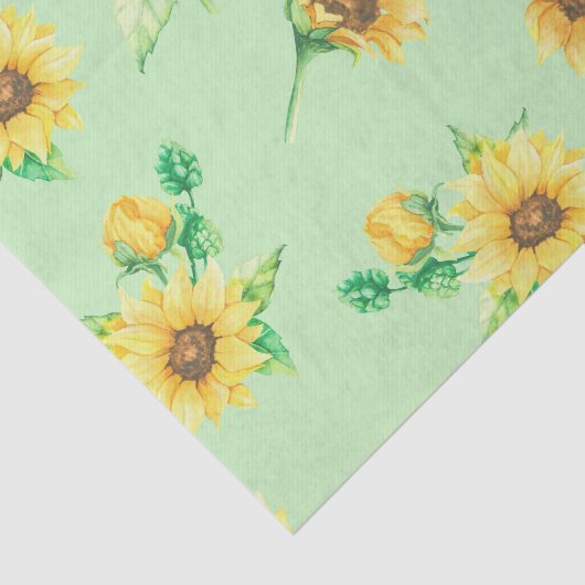 Faded Green Sunblumen Blumendekoupage Seidenpapier (Ausschnitt)