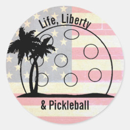 Faded Life Liberty & Pickleball Patriotic Runder Aufkleber