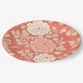 Faded Red Block Print Floral Pappteller (Schrägansicht)