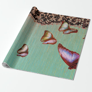 FADED STRIPES IN GRÜNEN FLÄCHEN UND SCHALTFLÄDEN GESCHENKPAPIER