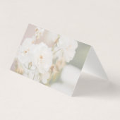 Faded White Roses Foto Wedding Table Platzkarte (Rückseite)