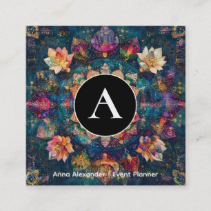 Fäden des Lichts Florales Mandala-Design Quadratische Visitenkarte