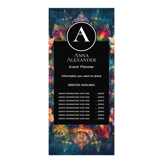 Fäden des Lichts | Florales Mandala-Design Werbekarte (Vorne)