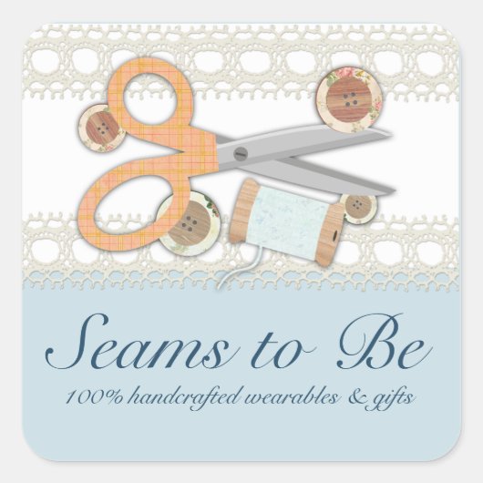 Faden mit benutzerdefinierten Farbnähscheren Quadratischer Aufkleber (Vorderseite)