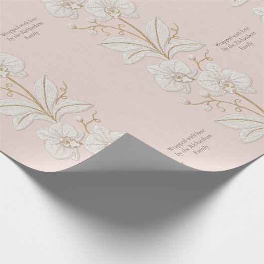 Fadenbemalte Kunst | Elfenbein-Orchidee Custom Geschenkpapier (Ecke)