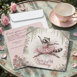 Fadenbemalte Kunst | Wald-Ballerina-Geburtstag Einladung