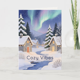 Fadenbemalte Kunst Wintertal Modernes Weihnachten Karte