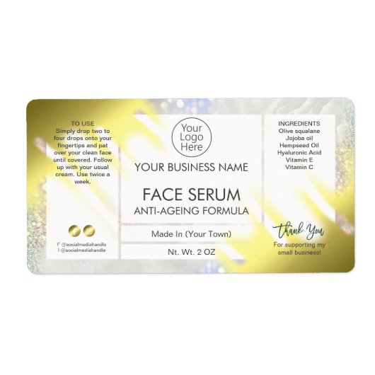 Fading Gold Fair Face Serum Label (Vorne)