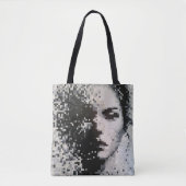 Fading grayscale pixel portrait with emotion tasche (Vorderseite)