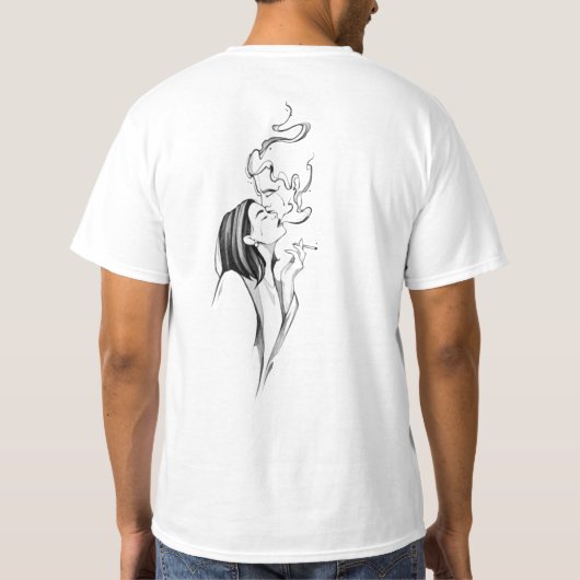 "Fading Liebe" - Smoke Kiss Sketch Art T-Shirt (Rückseite)
