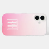 Fading Pinks Ombre Gradation & Your Initials Case-Mate iPhone Hülle (Rückseite (Horizontal))