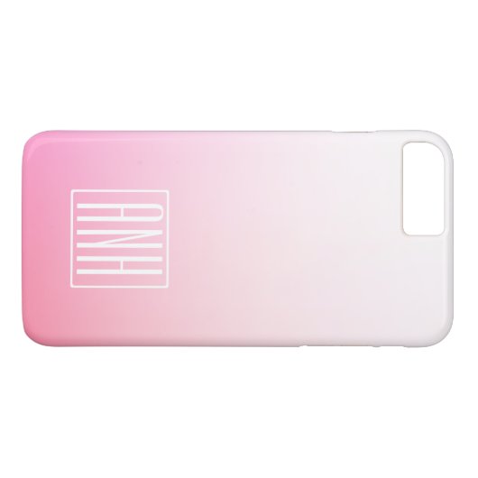 Fading Pinks Ombre Gradation & Your Initials Case-Mate iPhone Hülle (Rückseite (Horizontal))