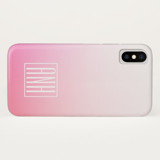 Fading Pinks Ombre Gradation & Your Initials Case-Mate iPhone Hülle (Rückseite (Horizontal))