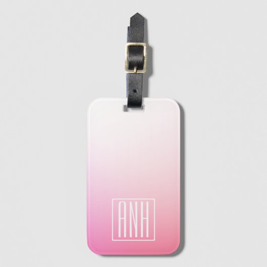 Fading Pinks Ombre Gradation & Your Initials Gepäckanhänger (Vorderseite Vertikal)