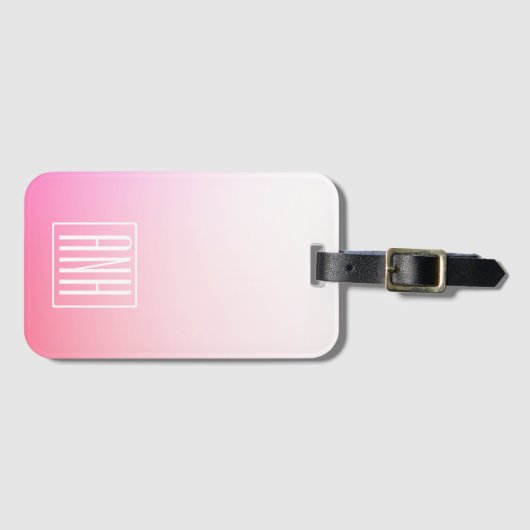 Fading Pinks Ombre Gradation & Your Initials Gepäckanhänger (Vorderseite (Horizontal))