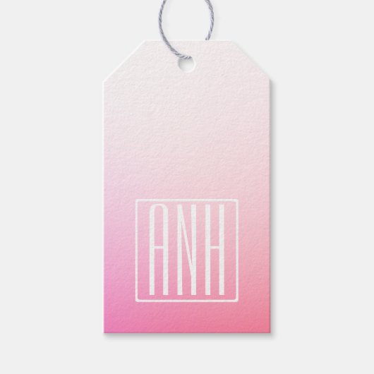 Fading Pinks Ombre Gradation & Your Initials Geschenkanhänger (Vorderseite)