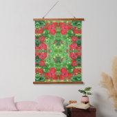 Fading Red Zinnia Flowers Abstract Pattern Wandteppich Mit Holzrahmen (Schlafzimmer)