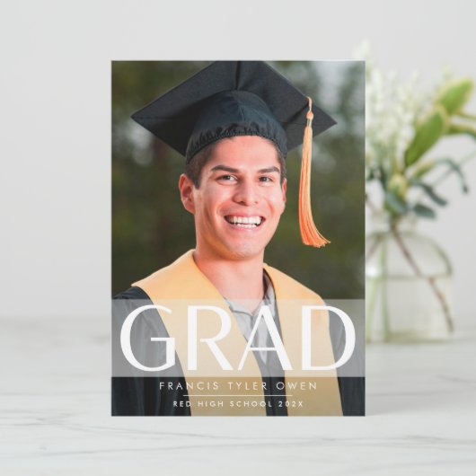 Fading Stripe GRAD High School Foto Class Ankündigung (Stehend Vorderseite)