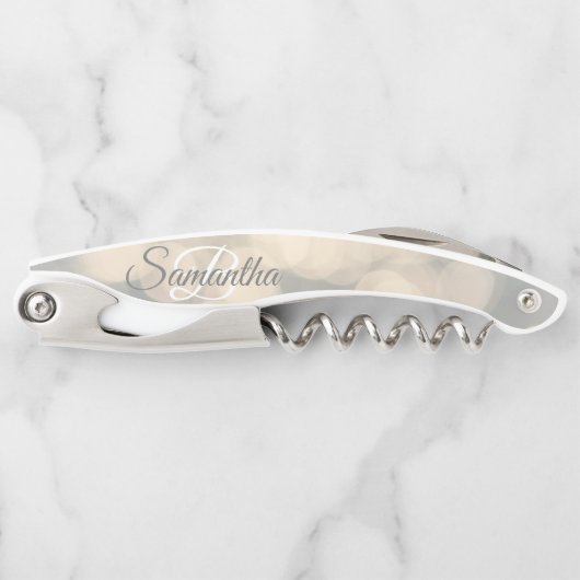Fading Stylish Monogram Glitzer Waiter's Corkschra Kellnermesser (Vorderseite)