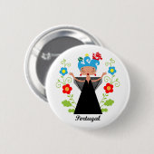 Fado-Sängerin mit portugiesischen Karawanenschiffe Button (Vorne & Hinten)