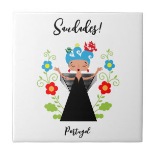 Fado-Sängerin mit portugiesischen Karawanenschiffe Fliese