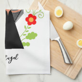 Fado-Sängerin mit portugiesischen Karawanenschiffe Geschirrtuch (Viertel Falte)