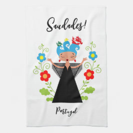 Fado-Sängerin mit portugiesischen Karawanenschiffe Geschirrtuch