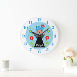 Fado-Sängerin mit portugiesischen Karawanenschiffe Große Wanduhr