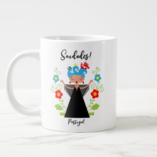 Fado-Sängerin mit portugiesischen Karawanenschiffe Jumbo-Tasse (Links)