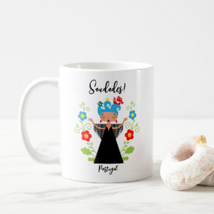 Fado-Sängerin mit portugiesischen Karawanenschiffe Kaffeetasse