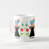 Fado-Sängerin mit portugiesischen Karawanenschiffe Kaffeetasse (Vorderseite Links)