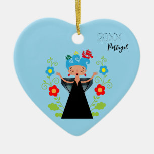 Fado-Sängerin mit portugiesischen Karawanenschiffe Keramik Ornament