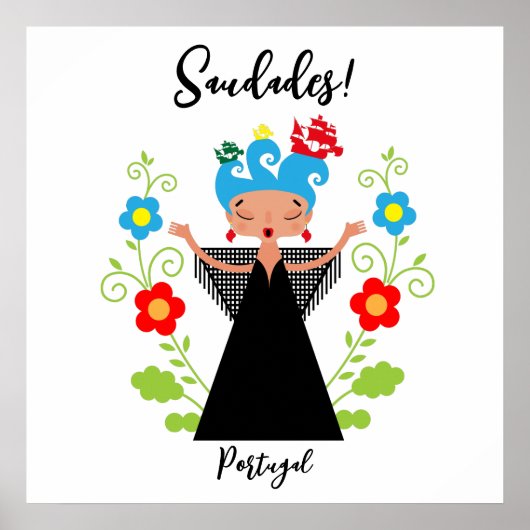 Fado-Sängerin mit portugiesischen Karawanenschiffe Poster (Vorne)