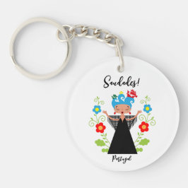 Fado-Sängerin mit portugiesischen Karawanenschiffe Schlüsselanhänger