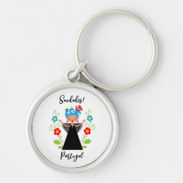 Fado-Sängerin mit portugiesischen Karawanenschiffe Schlüsselanhänger