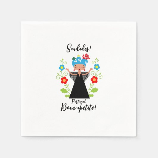 Fado-Sängerin mit portugiesischen Karawanenschiffe Serviette (Vorderseite)