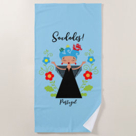 Fado-Sängerin mit portugiesischen Karawanenschiffe Strandtuch