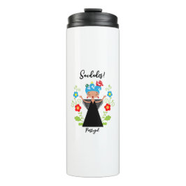 Fado-Sängerin mit portugiesischen Karawanenschiffe Thermosbecher