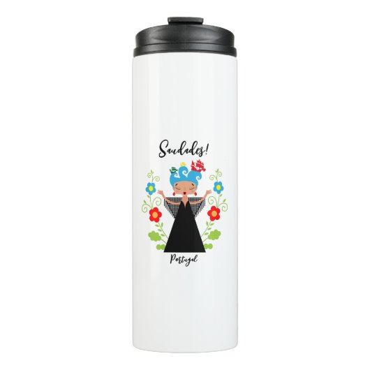 Fado-Sängerin mit portugiesischen Karawanenschiffe Thermosbecher (Vorderseite)