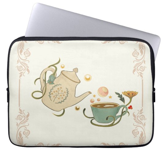 Faecore Grafik Art, Beige Teestunde Laptopschutzhülle (Vorderseite)