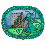 Faer Feld-Schloss-Fotoskulptur Fotoskulptur Magnet<br><div class="desc">Stände eines schützen keltische Drachen auf einem Hügel.  Die angemessene Maid liegt im Schlossturm im Abstand.</div>