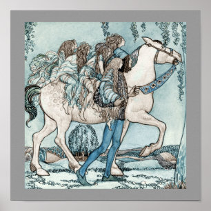 Faeries on White Horse Poster