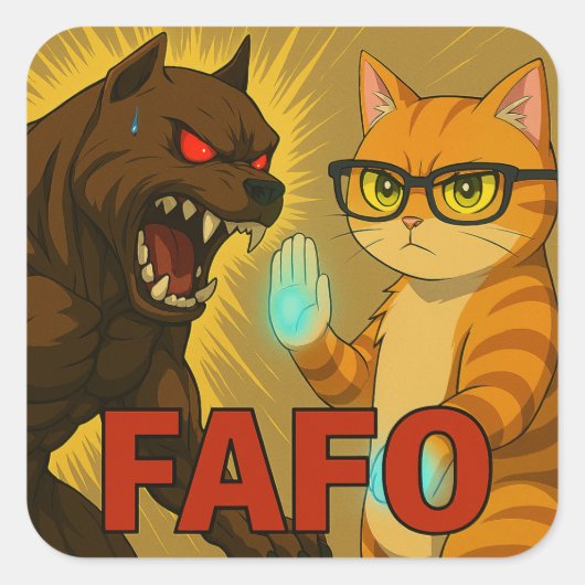 FAFO: Guard Dogs & Savage Cats Quadratischer Aufkleber (Vorderseite)