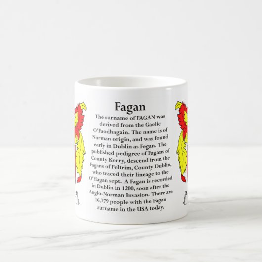 Fagan Familien-Wappen Kaffeetasse (Mittel)