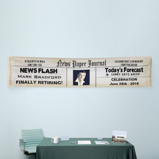 FAHNE 12' x 2,5' - NACHRICHTEN-PAPIERruhestand - Banner (Messeveranstaltung)