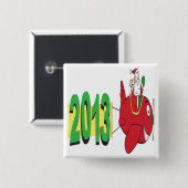 Fahne 2013 gezogen von Weihnachtsmann Button (Vorne & Hinten)