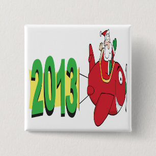 Fahne 2013 gezogen von Weihnachtsmann Button