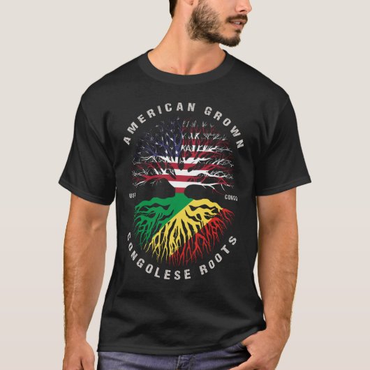 Fahne "American Grown Congolese Roots Congo" T-Shirt (Vorderseite)