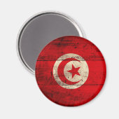 Fahne aus altem Holz und Tunesien Magnet (Vorderseite/Rückseite)