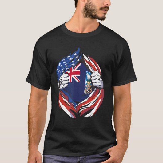 Fahne der Falklandinseln stolz auf meinen Falkland T-Shirt (Vorderseite)